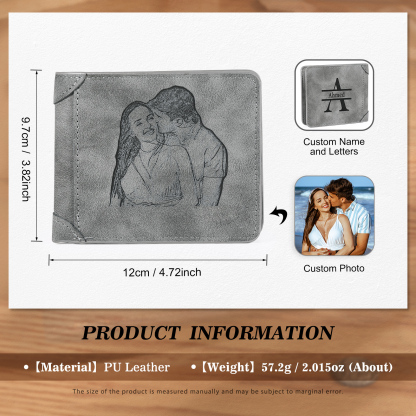 Cartera, billetera multifuncional personalizada con 1 foto, 1 nombre y 1 letra monedero para hombre | Jessemade