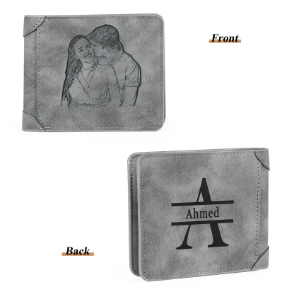Cartera, billetera multifuncional personalizada con 1 foto, 1 nombre y 1 letra monedero para hombre | Jessemade