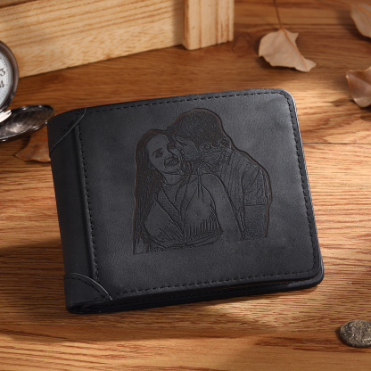 Cartera, billetera multifuncional personalizada con 1 foto, 1 nombre y 1 letra monedero para hombre | Jessemade