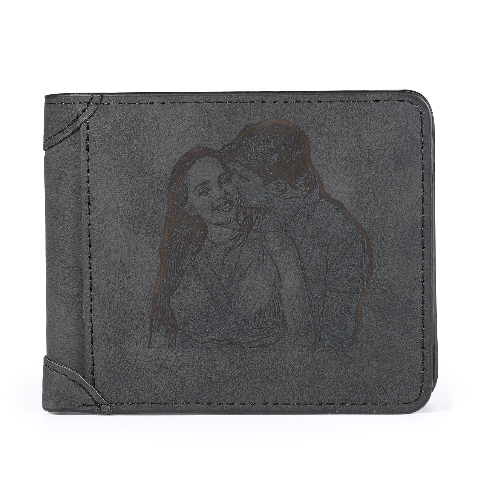 Cartera, billetera multifuncional personalizada con 1 foto, 1 nombre y 1 letra monedero para hombre | Jessemade