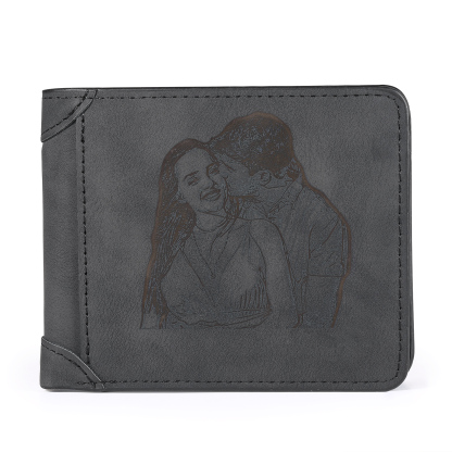 Cartera, billetera multifuncional personalizada con 1 foto, 1 nombre y 1 letra monedero para hombre | Jessemade