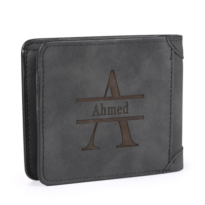 Cartera, billetera multifuncional personalizada con 1 foto, 1 nombre y 1 letra monedero para hombre | Jessemade
