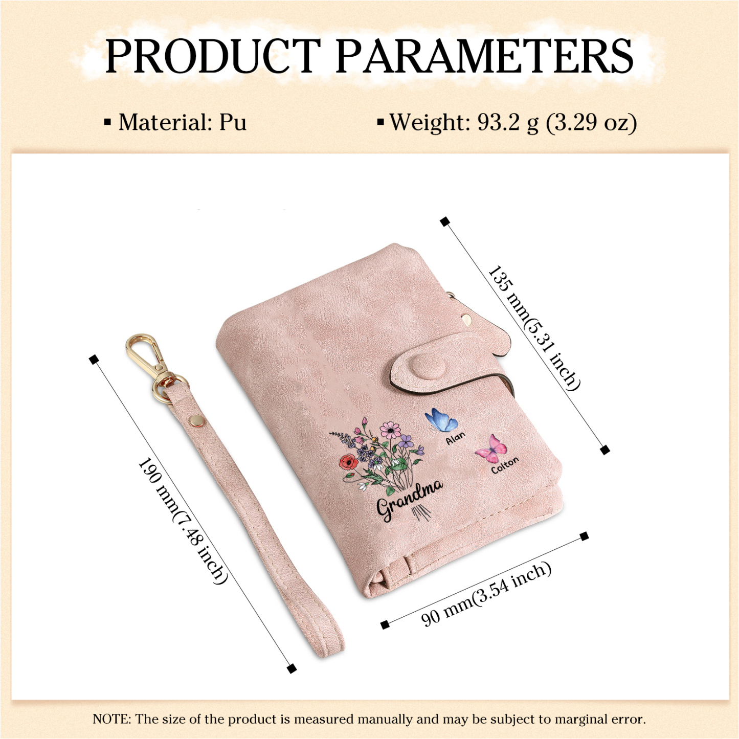 Cartera, billetera flores y mariposas 3 nombres personalizados monedero clásico para mujer | Jessemade