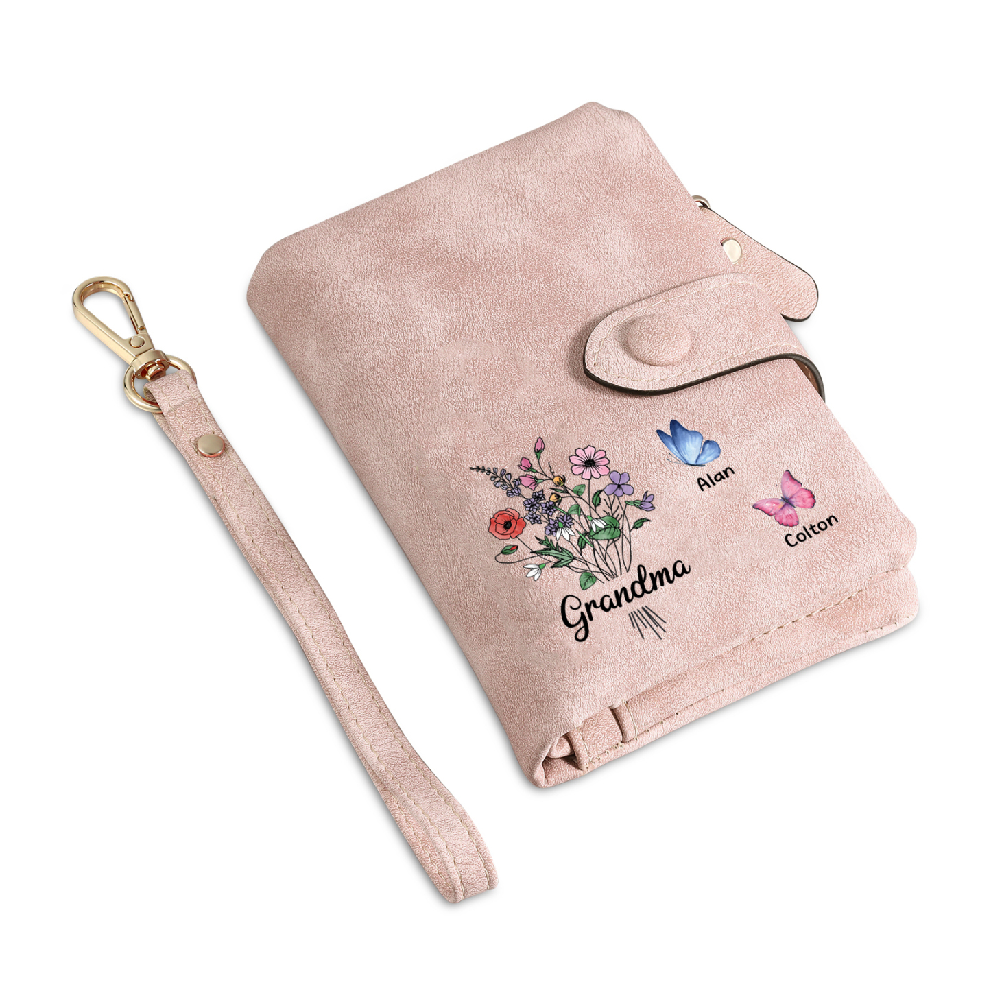 Cartera, billetera flores y mariposas 3 nombres personalizados monedero clásico para mujer | Jessemade