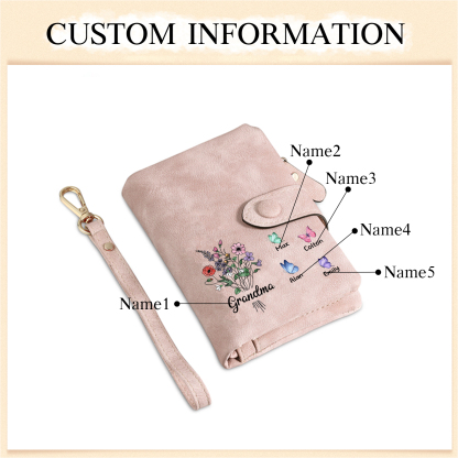 Cartera, billetera flores y mariposas 5 nombres personalizados monedero clásico para mujer | Jessemade