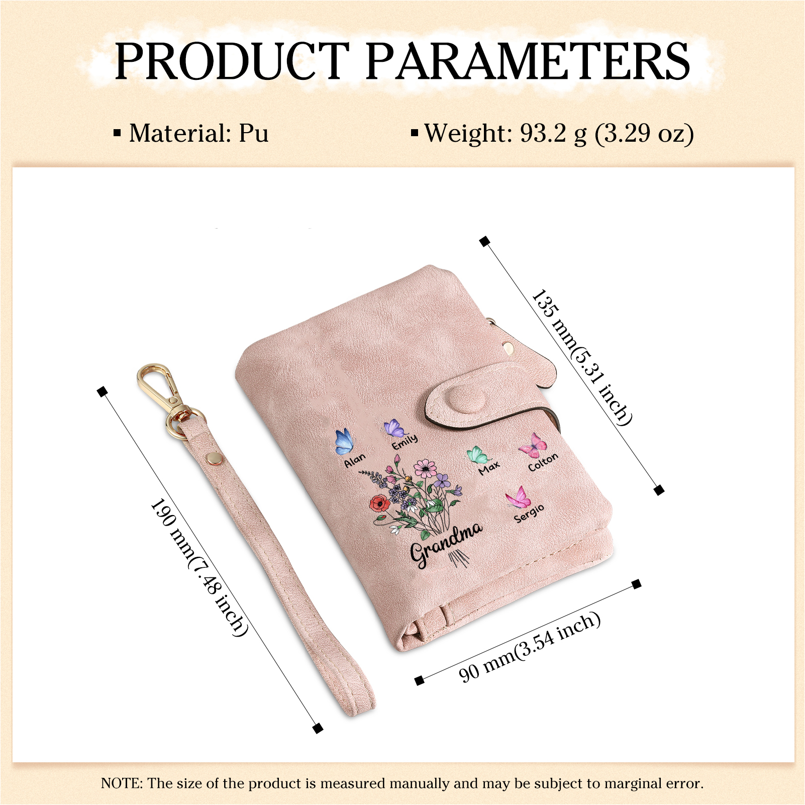 Cartera, billetera flores y mariposas 6 nombres personalizados monedero clásico para mujer | Jessemade