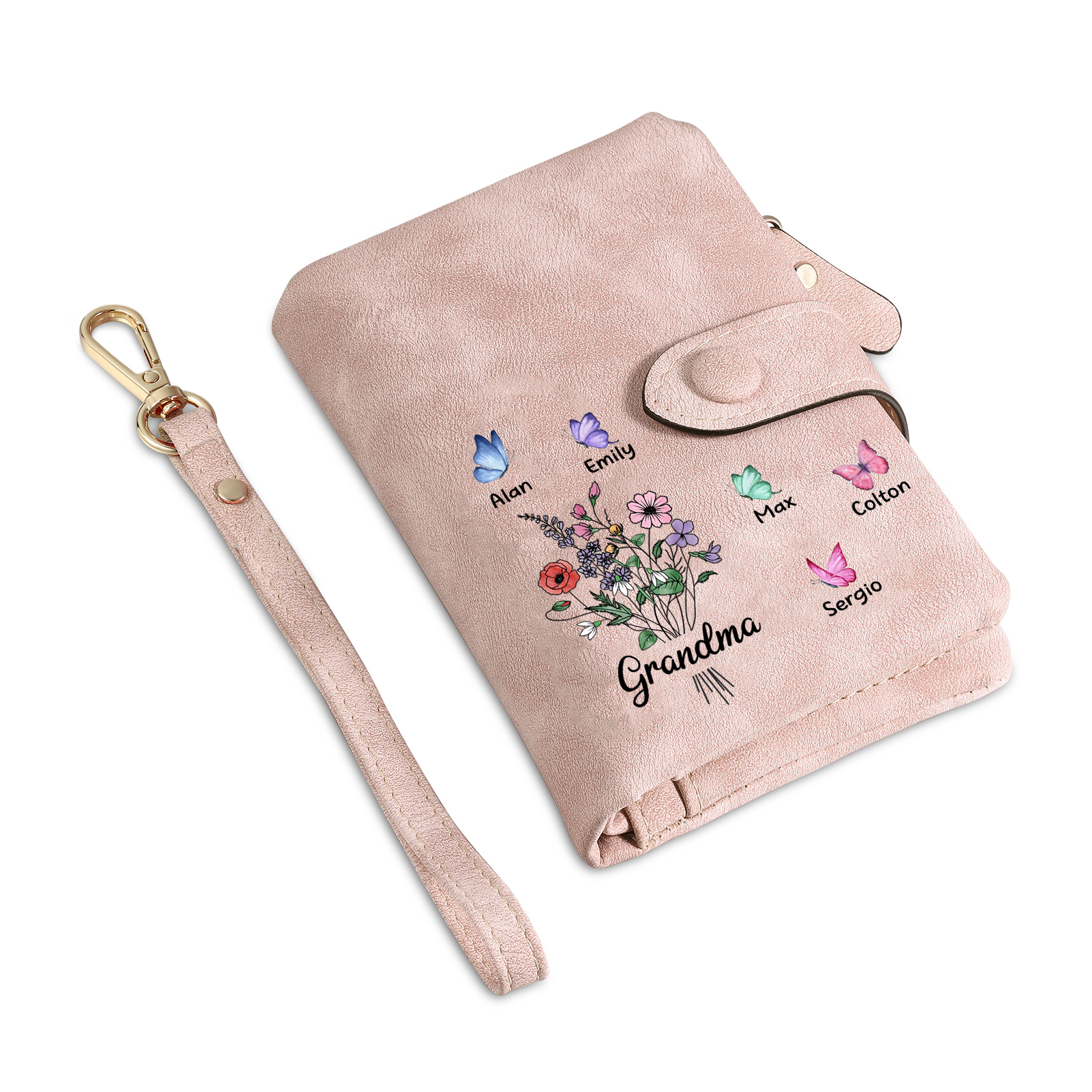 Cartera, billetera flores y mariposas 6 nombres personalizados monedero clásico para mujer | Jessemade