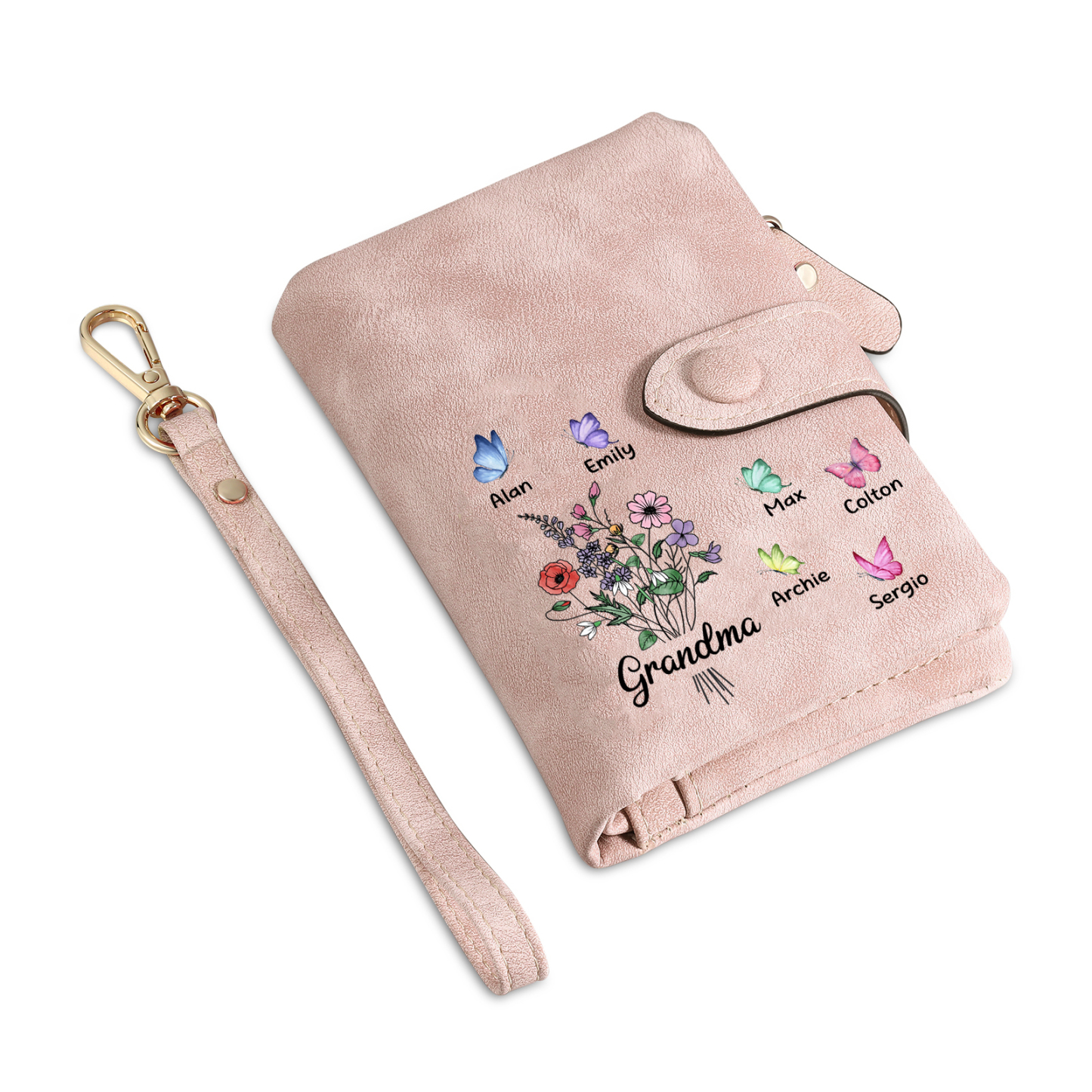 Cartera, billetera flores y mariposas 7 nombres personalizados monedero clásico para mujer | Jessemade