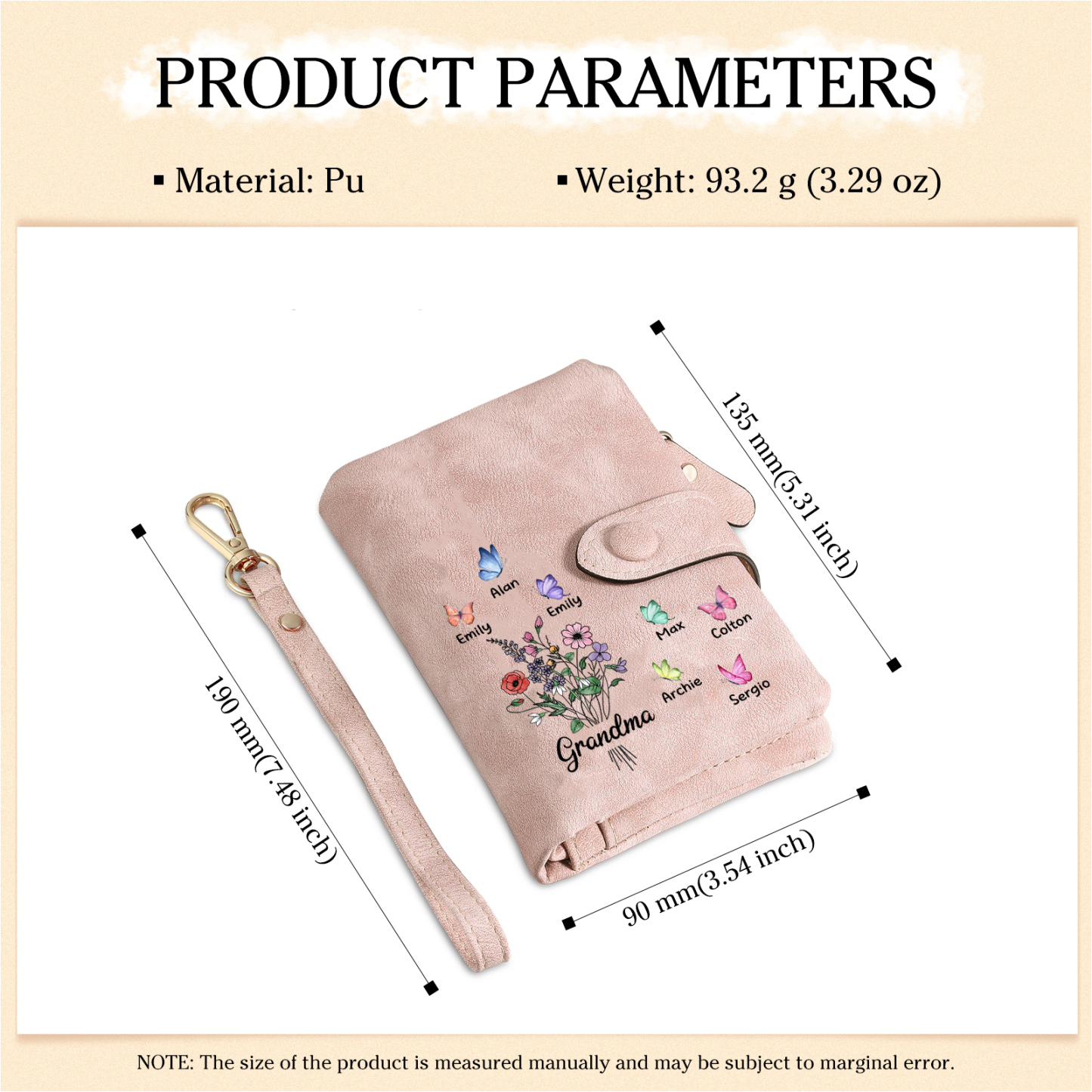 Cartera, billetera flores y mariposas 8 nombres personalizados monedero clásico para mujer | Jessemade