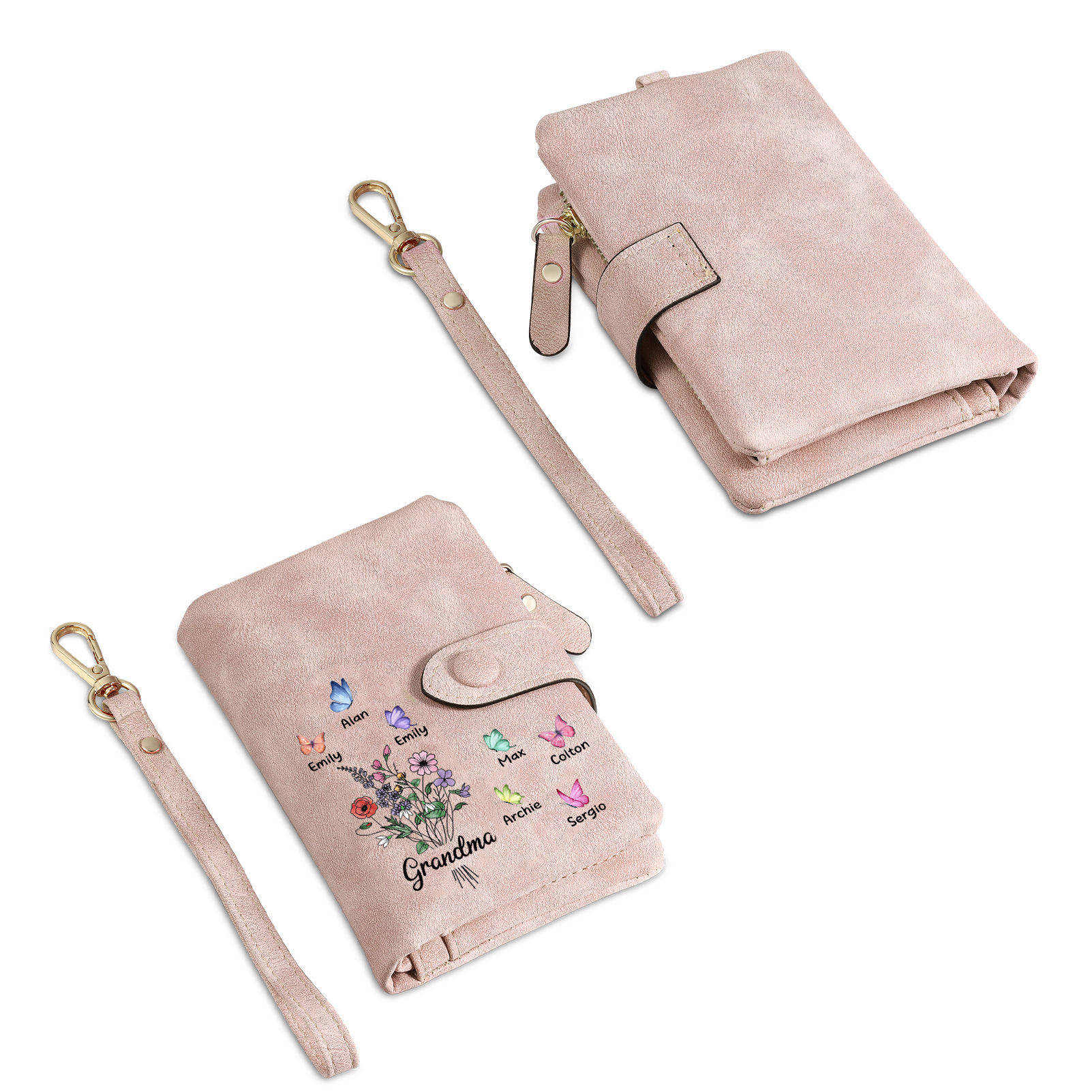 Cartera, billetera flores y mariposas 8 nombres personalizados monedero clásico para mujer | Jessemade