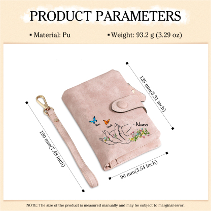 Cartera, billetera mano y mariposas 3 nombres personalizados monedero clásico para mujer | Jessemade