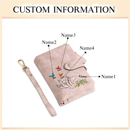 Cartera, billetera mano y mariposas 4 nombres personalizados monedero clásico para mujer | Jessemade