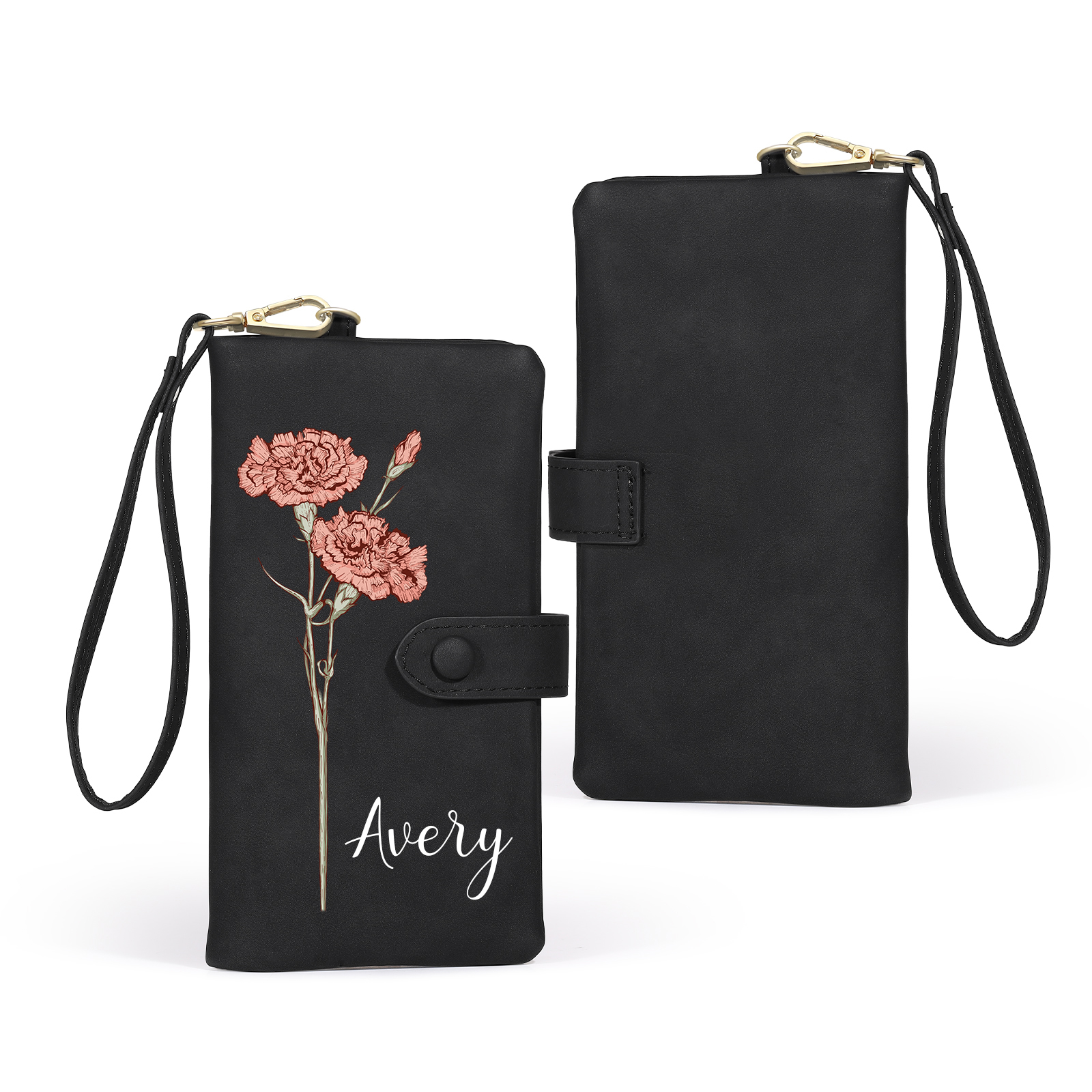 Cartera, billetera con nombre y flor de nacimiento personalizados monedero clásico para mujer | Jessemade