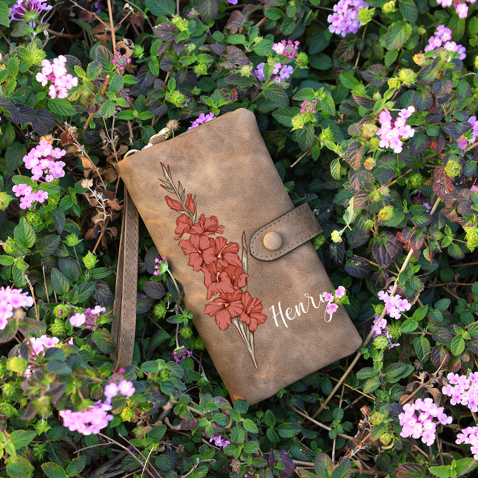 Cartera, billetera con nombre y flor de nacimiento personalizados monedero clásico para mujer | Jessemade