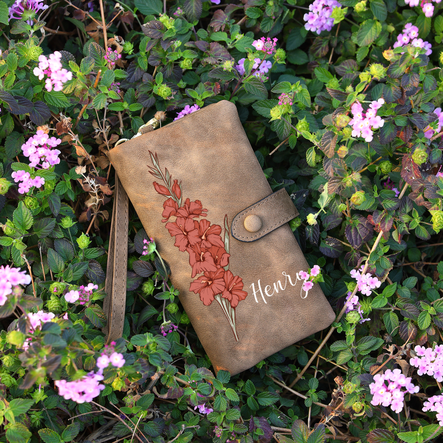 Cartera, billetera con nombre y flor de nacimiento personalizados monedero clásico para mujer | Jessemade