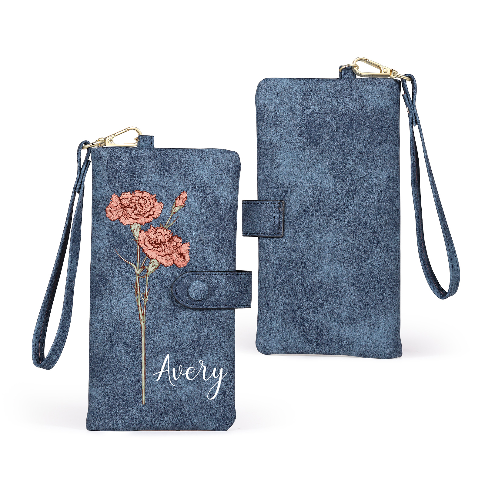 Cartera, billetera con nombre y flor de nacimiento personalizados monedero clásico para mujer | Jessemade