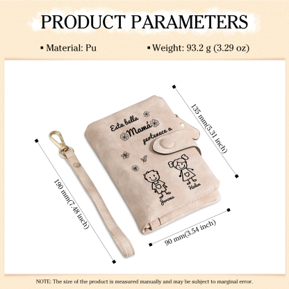 A mi mamá-Cartera, billetera con dibujos seleccionados 2 nombres personalizados monedero clásico para mujer | Jessemade