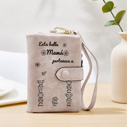 A mi mamá-Cartera, billetera con dibujos seleccionados 5 nombres personalizados monedero clásico para mujer | Jessemade