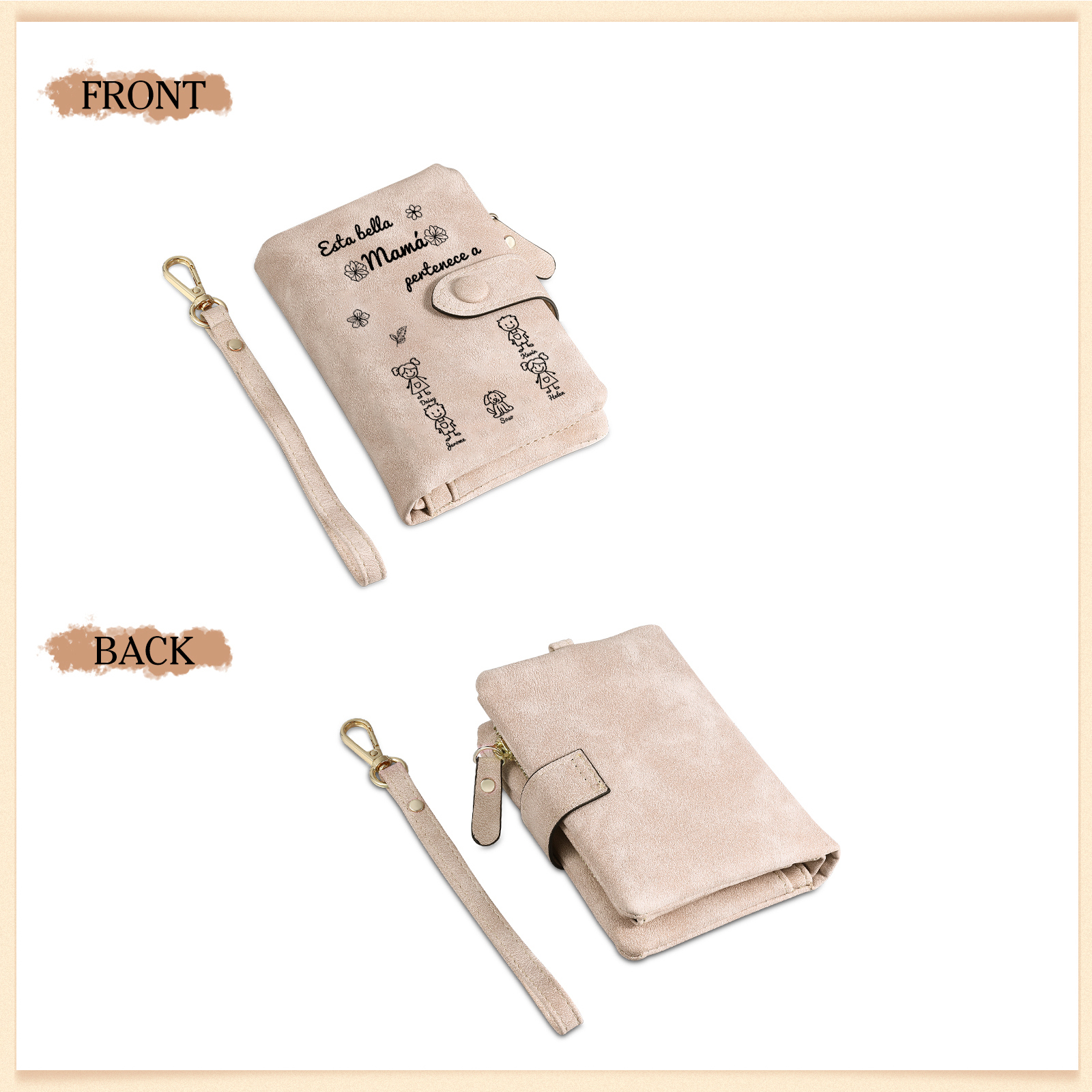 A mi mamá-Cartera, billetera con dibujos seleccionados 5 nombres personalizados monedero clásico para mujer | Jessemade