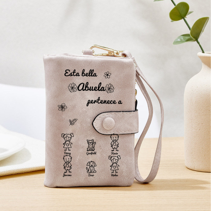 A mi abuela-Cartera, billetera con dibujos seleccionados 6 nombres personalizados monedero clásico para mujer | Jessemade