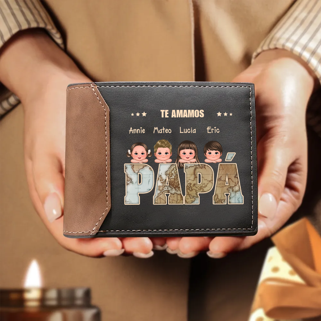 A Papá-Cartera, billetera clásica con niños 1-6 nombres personalizados | Jessemade