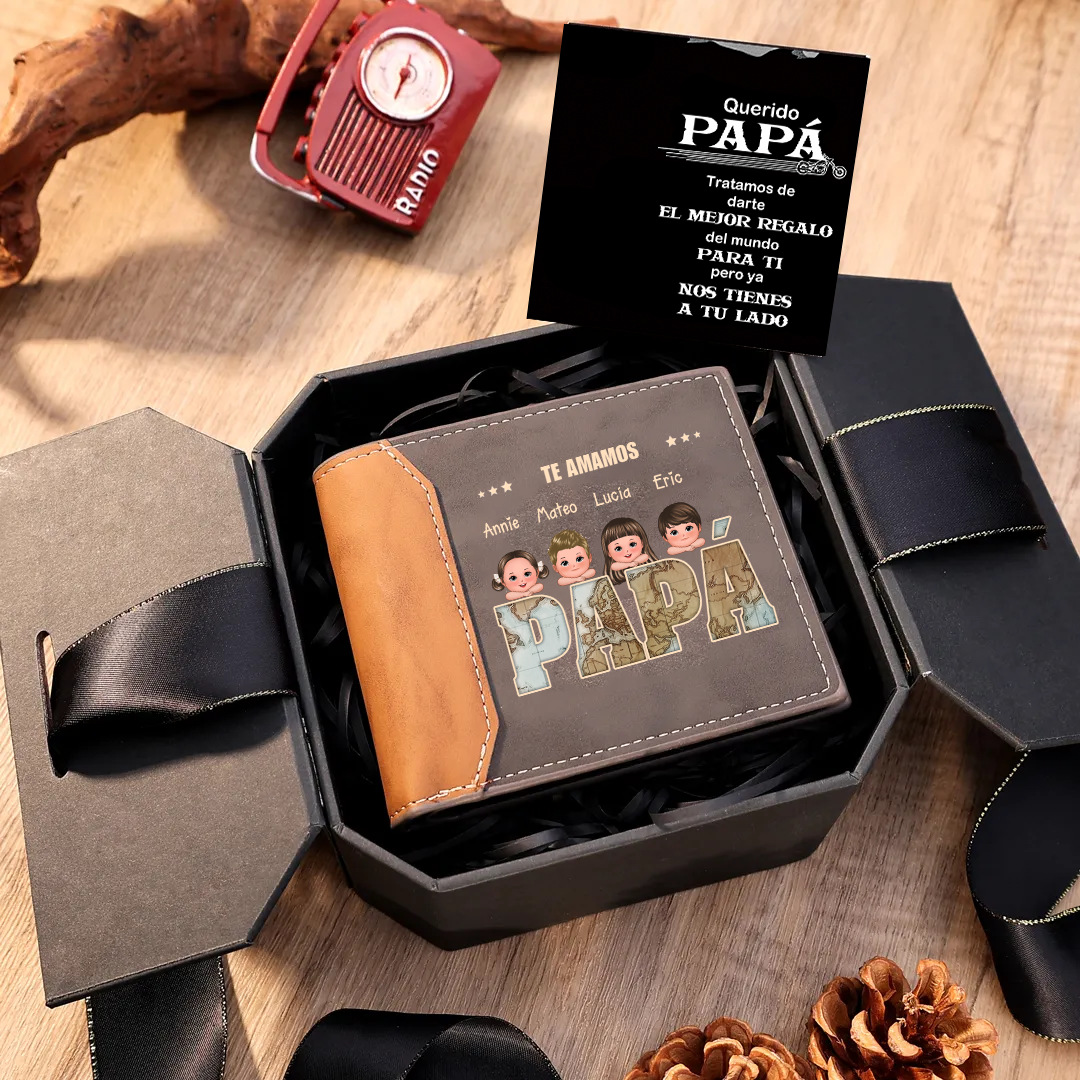 A Papá-Cartera, billetera clásica con niños 1-6 nombres personalizados | Jessemade