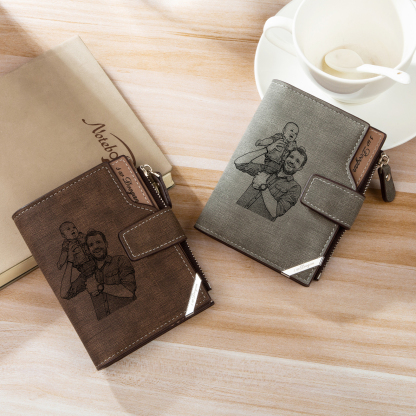 Cartera, billetera con botón con 1 foto, 1 nombre y 1 letra monedero personalizado para hombre | Jessemade