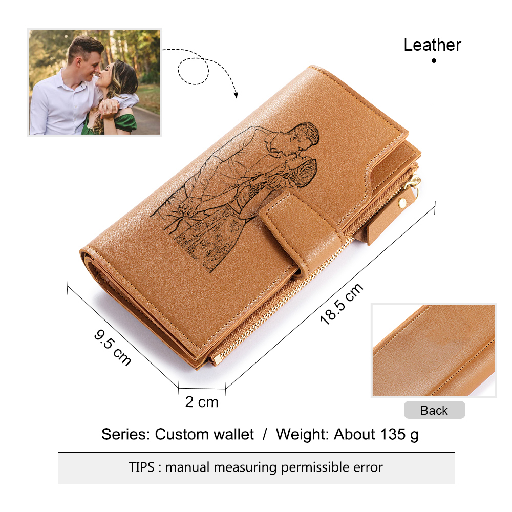 Cartera, billetera con botón con foto personalizada monedero clásico para mujer | Jessemade