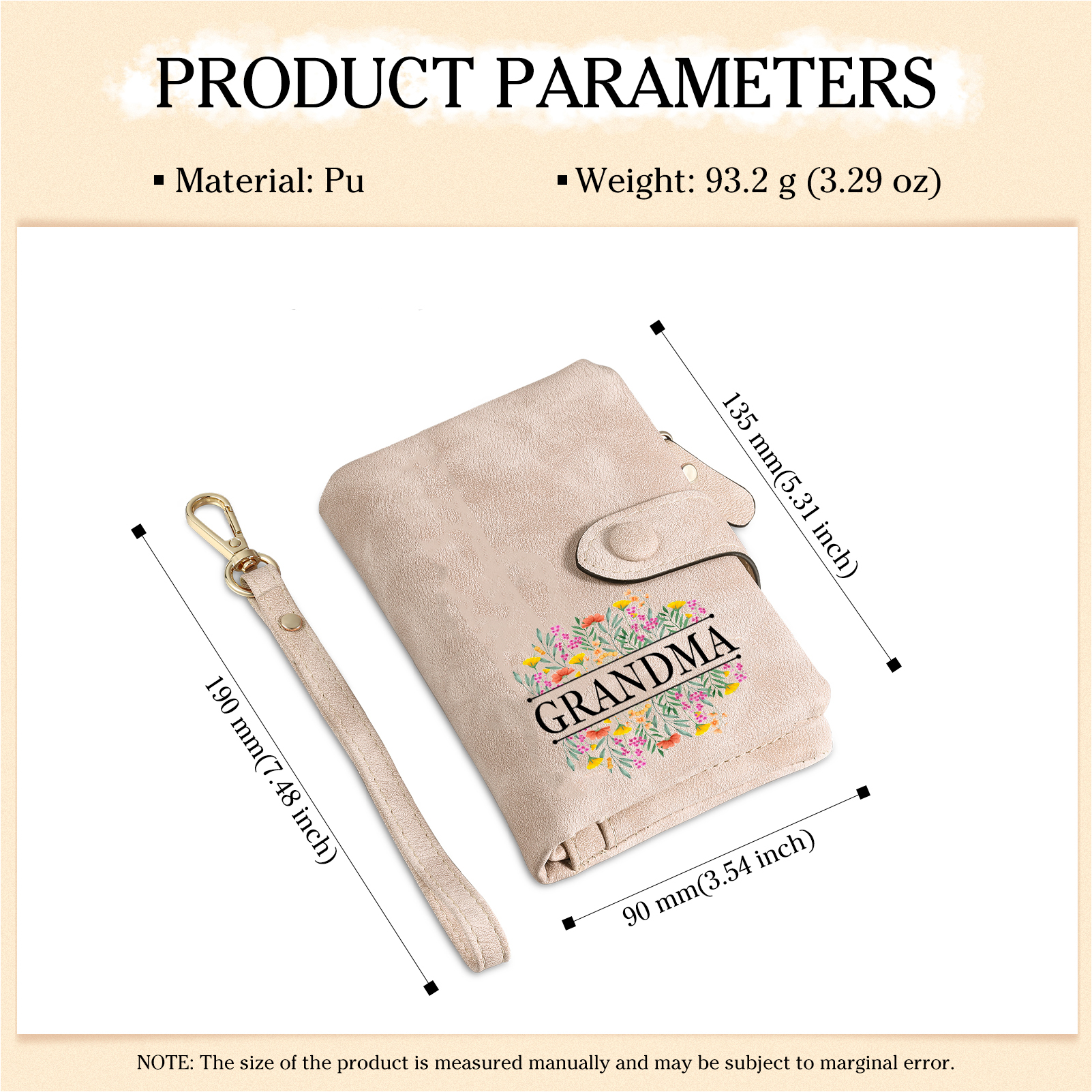 Cartera, billetera matorral de flores 2 nombres y texto personalizados monedero clásico para mujer | Jessemade