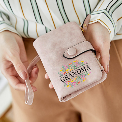 Cartera, billetera matorral de flores 2 nombres y texto personalizados monedero clásico para mujer | Jessemade