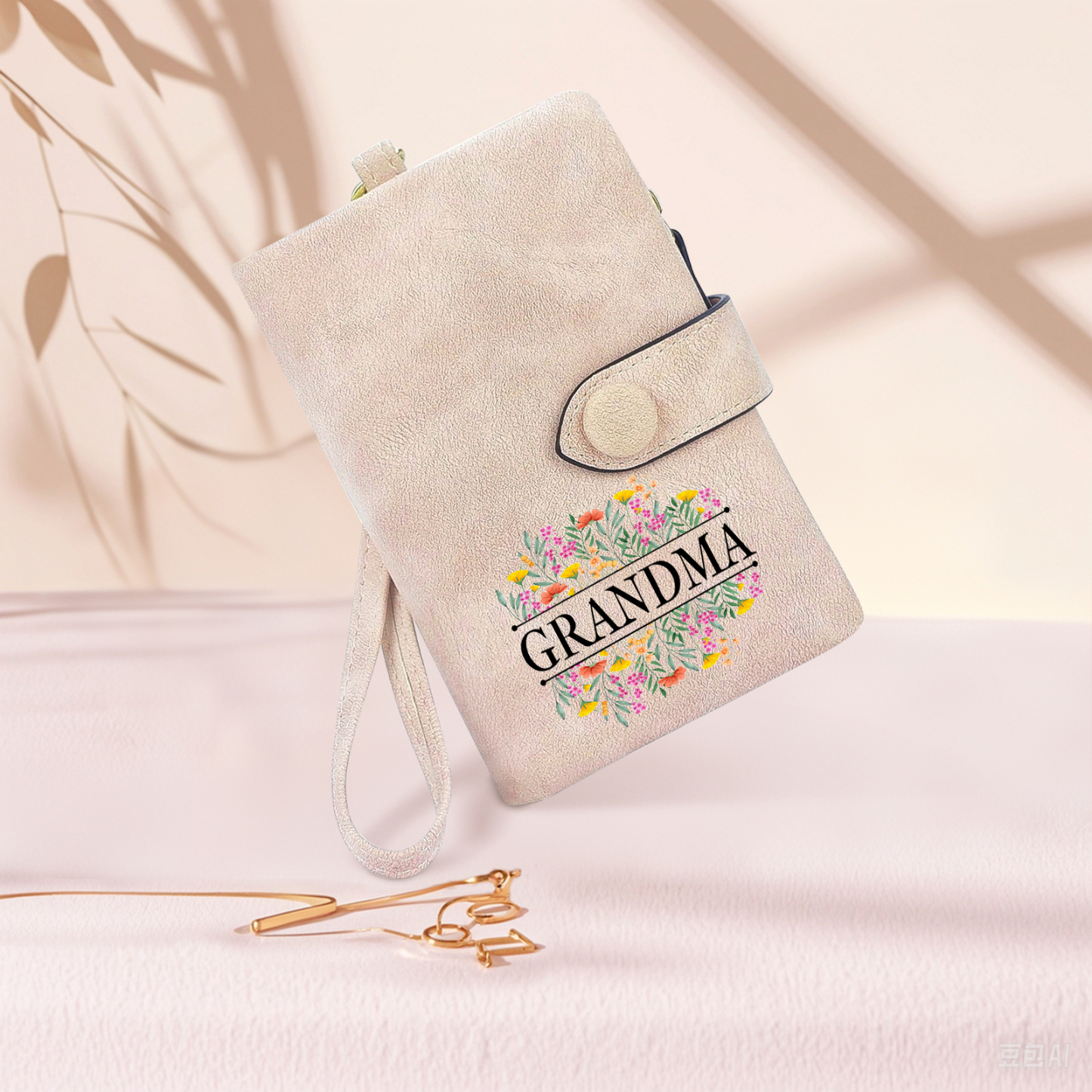 Cartera para Abuela o Mamá con 2 Nombres, Texto Personalizado y Flores | Jessemade ES