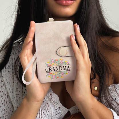 Cartera, billetera matorral de flores 2 nombres y texto personalizados monedero clásico para mujer | Jessemade