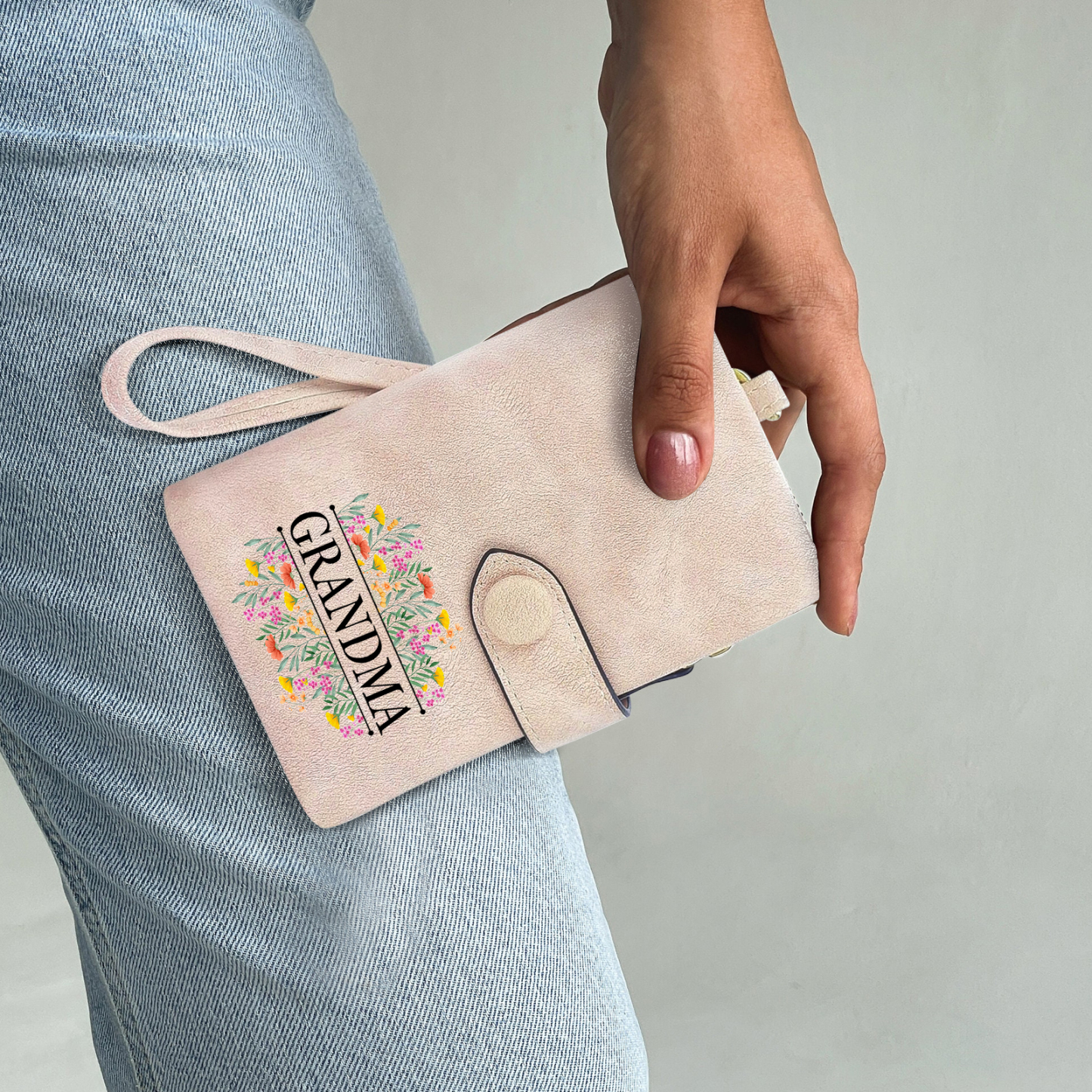 Cartera, billetera matorral de flores 2 nombres y texto personalizados monedero clásico para mujer | Jessemade