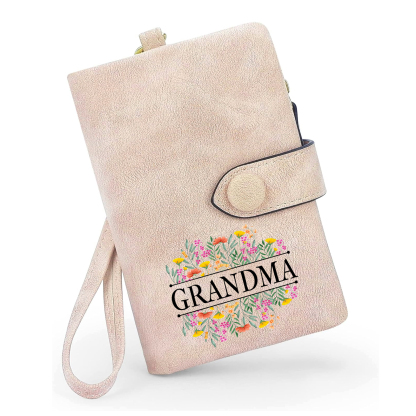 Cartera, billetera matorral de flores 2 nombres y texto personalizados monedero clásico para mujer | Jessemade
