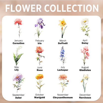 Cartera, billetera personalizada con nombre y flor de nacimiento monedero clásico para mujer | Jessemade