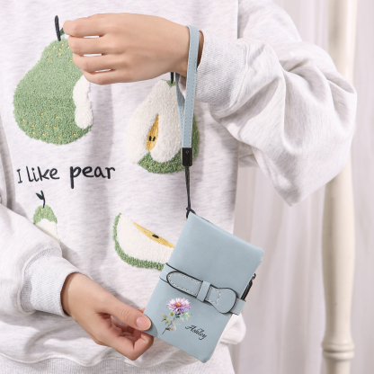 Cartera, billetera personalizada con nombre y flor de nacimiento monedero clásico para mujer | Jessemade