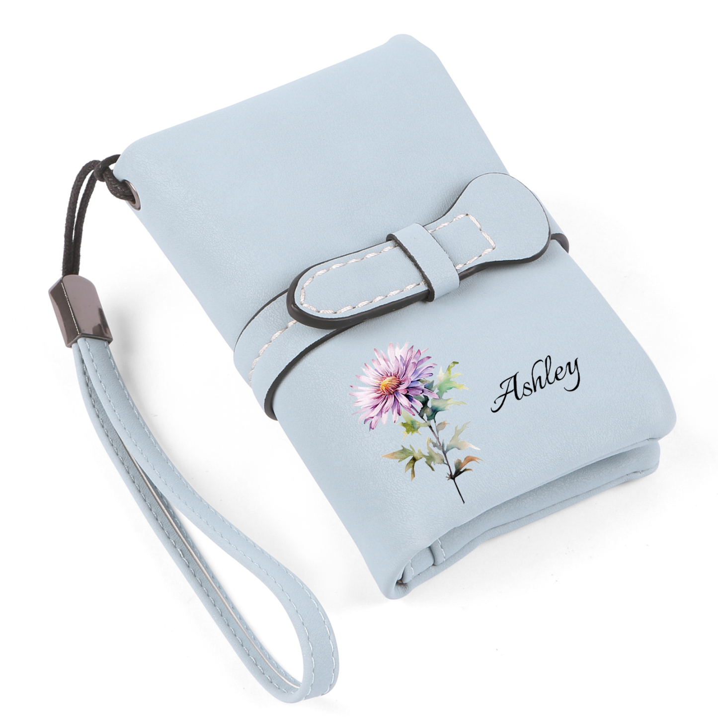 Cartera para Mujer Personalizada con Nombre y Flor de Nacimiento | Jessemade ES