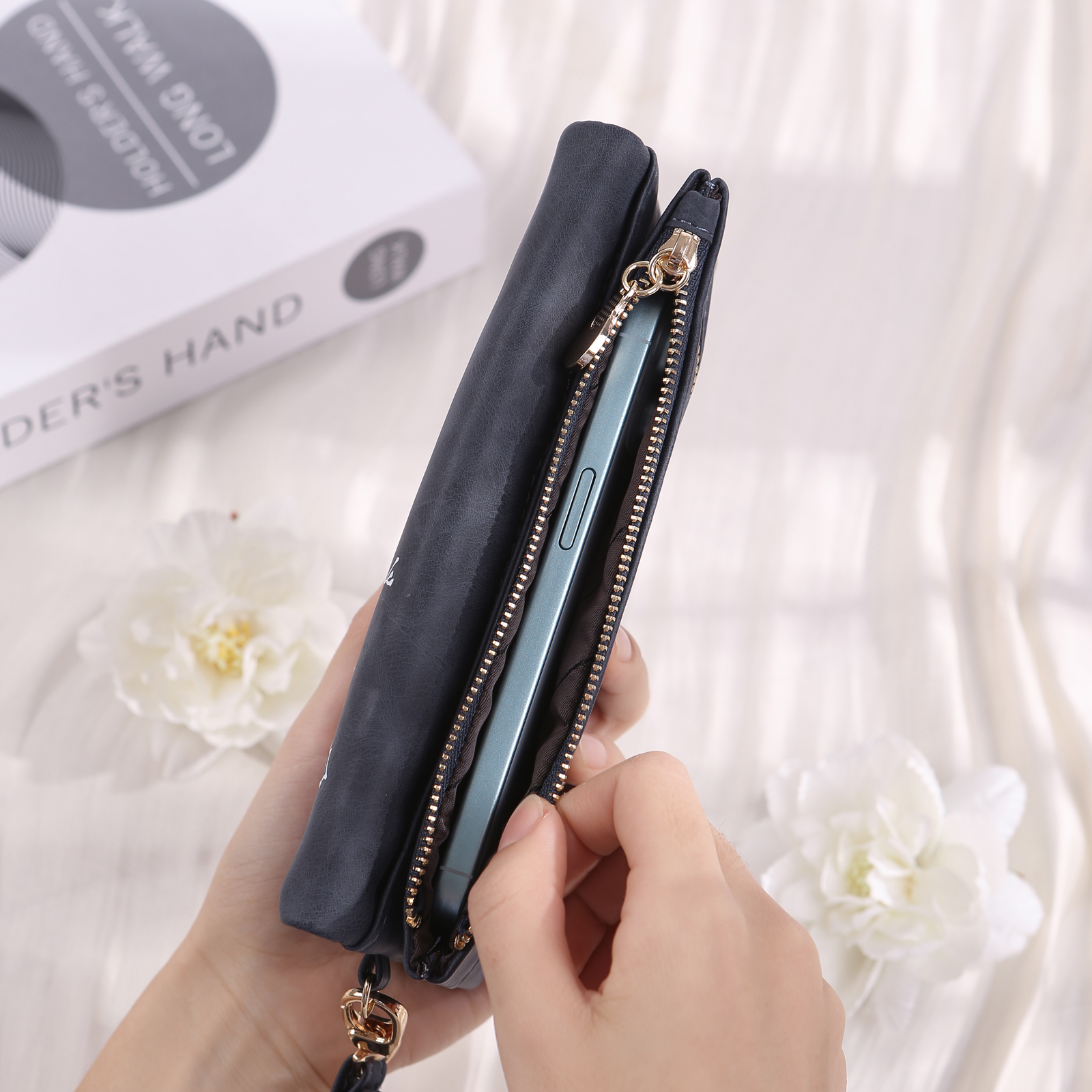 Cartera, billetera con correa con nombre y flor de nacimiento personalizados monedero clásico para mujer | Jessemade