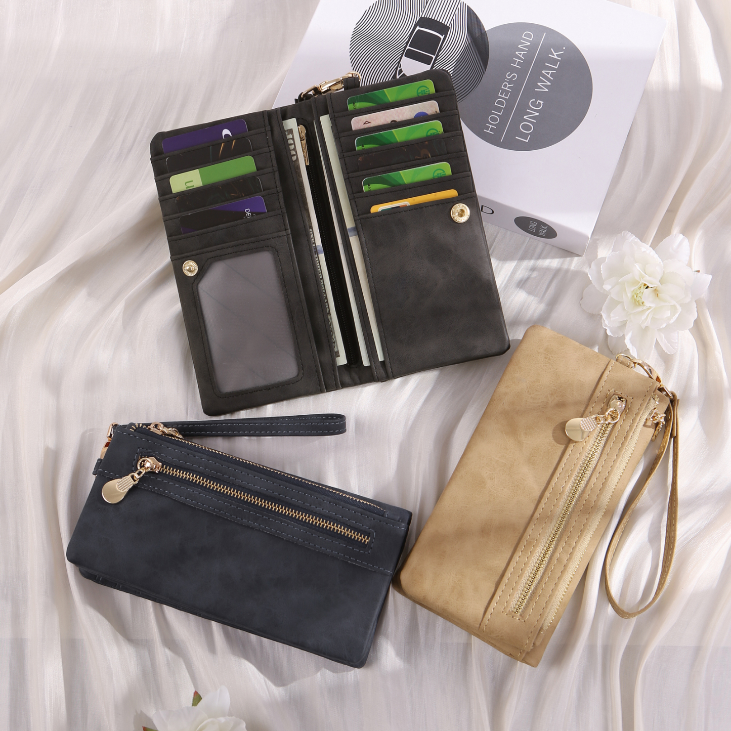 Cartera, billetera con correa con nombre y flor de nacimiento personalizados monedero clásico para mujer | Jessemade