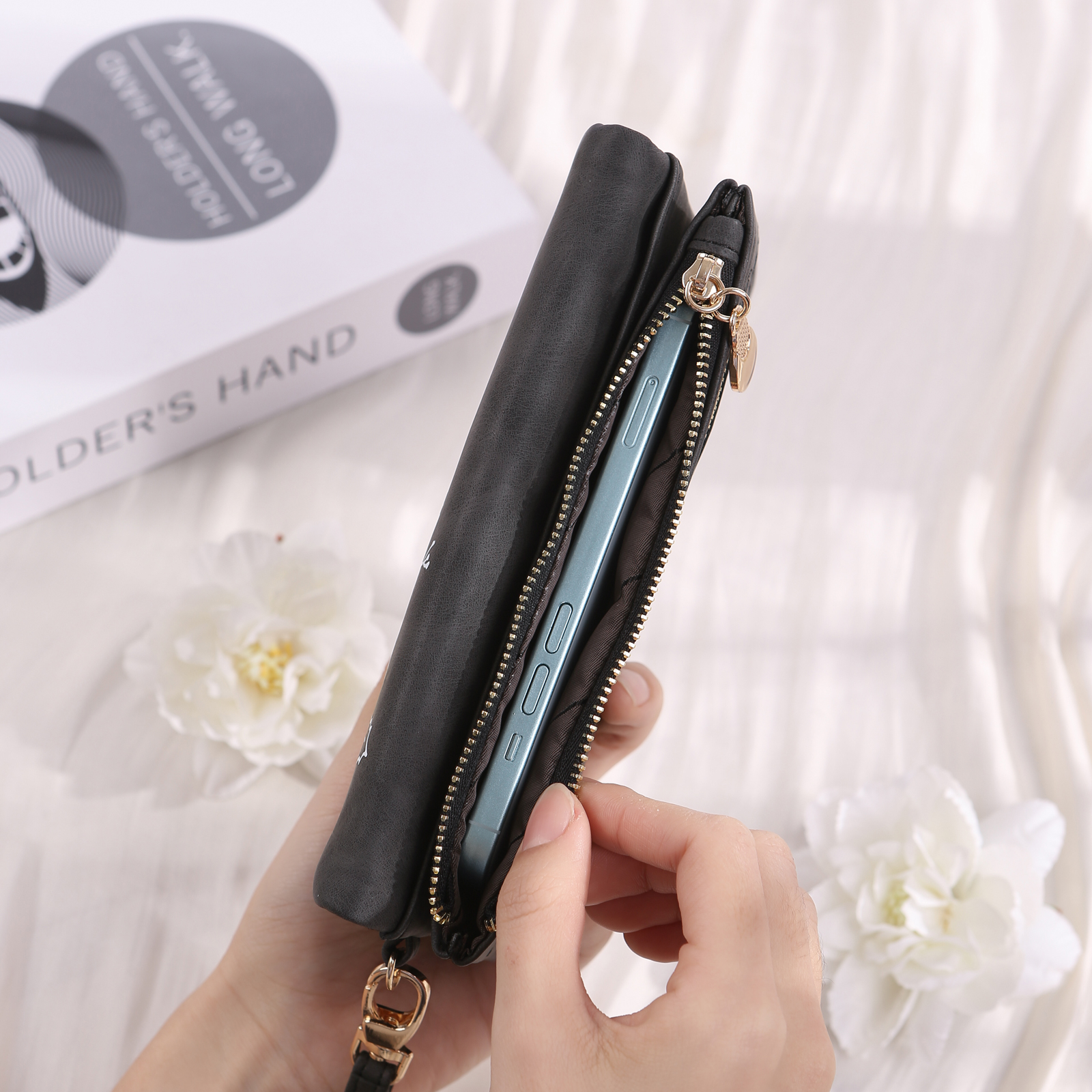 Cartera, billetera con correa con nombre y flor de nacimiento personalizados monedero clásico para mujer | Jessemade