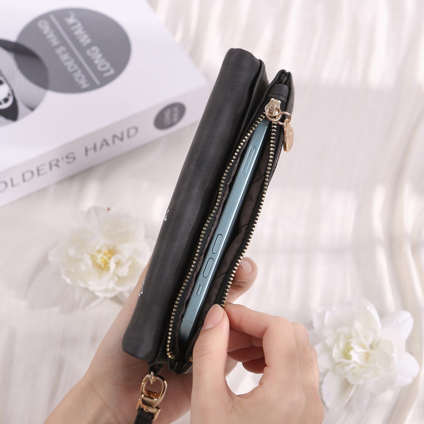 Cartera, billetera con correa con nombre y flor de nacimiento personalizados monedero clásico para mujer | Jessemade