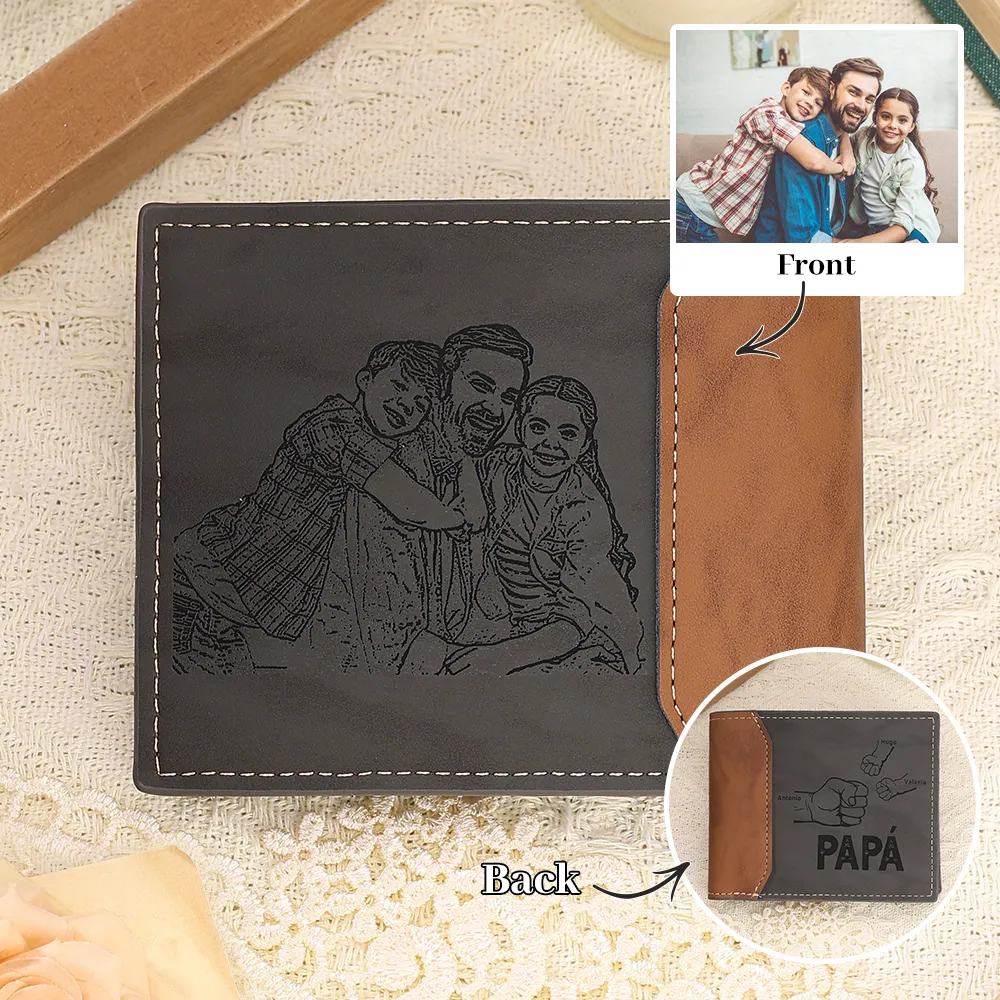 A mi papá-Cartera puño con puño 2-5 nombres y foto personalizados billetera clásica para hombre | Jessemade