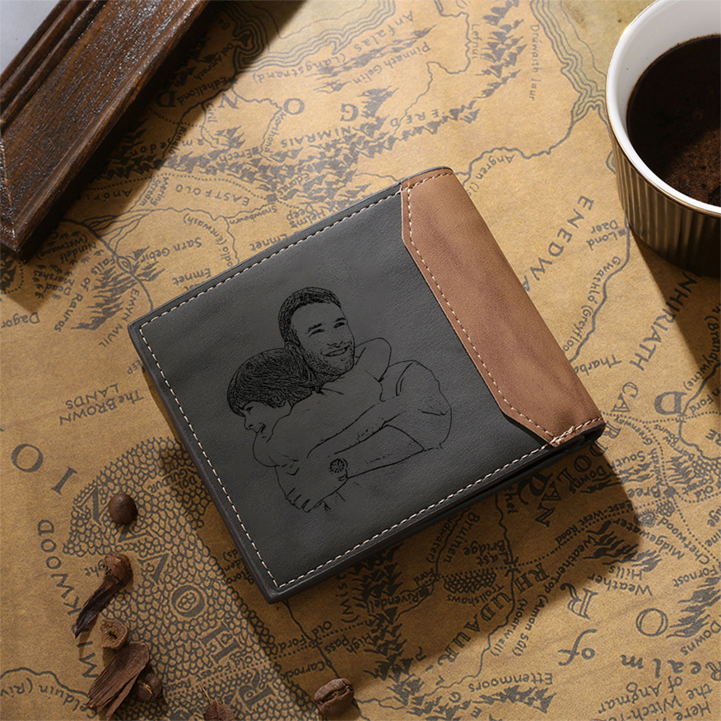 A mi papá-Cartera puño con puño 2-5 nombres y foto personalizados billetera clásica para hombre | Jessemade
