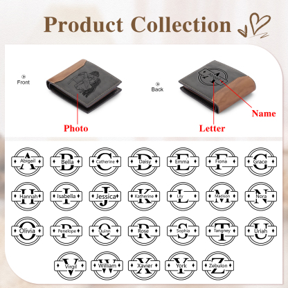 Cartera, billetera personalizada con nombre e inicial y foto monedero para hombre | Jessemade