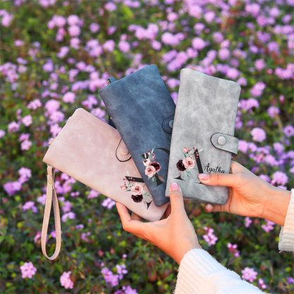 Cartera, billetera con 1 nombre e inicial personalizados monedero clásico para mujer | Jessemade