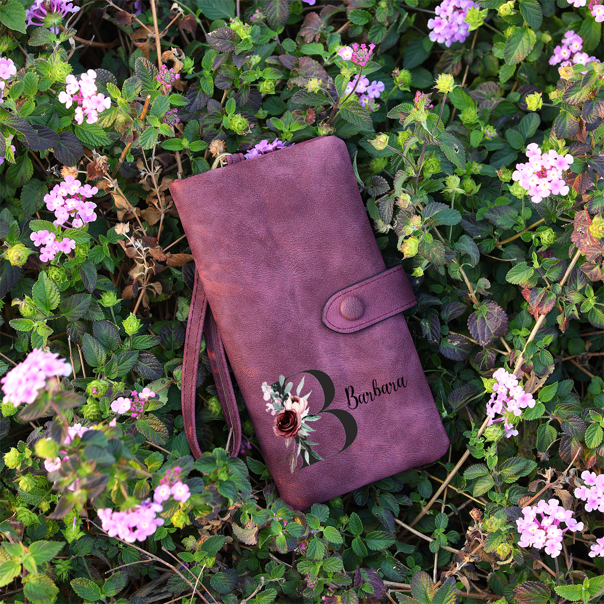 Cartera, billetera con 1 nombre e inicial personalizados monedero clásico para mujer | Jessemade