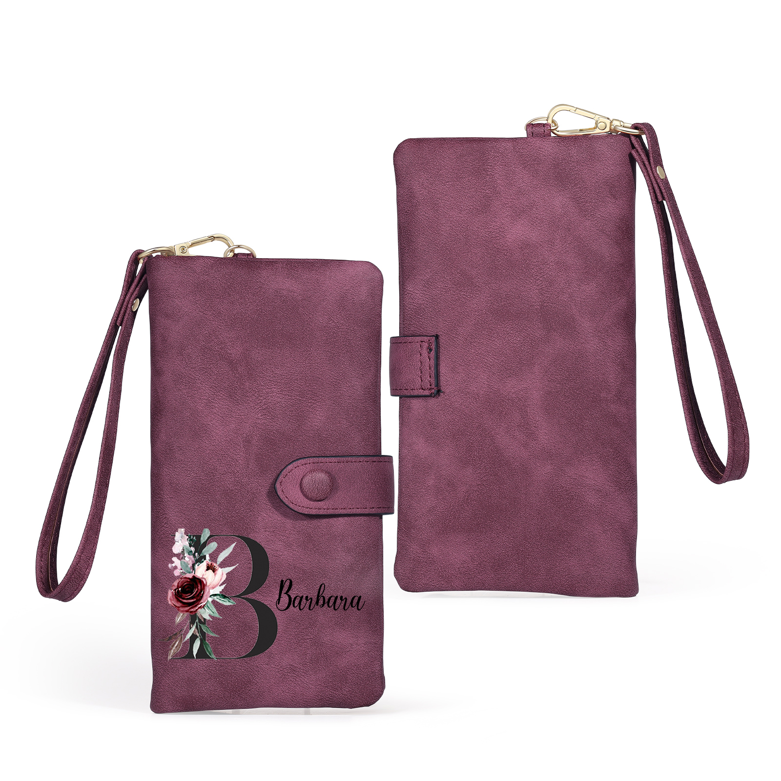 Cartera, billetera con 1 nombre e inicial personalizados monedero clásico para mujer | Jessemade