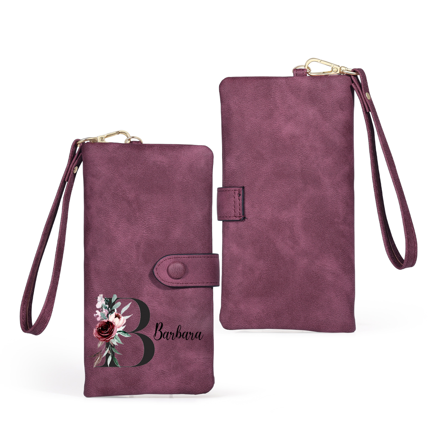 Cartera, billetera con 1 nombre e inicial personalizados monedero clásico para mujer | Jessemade