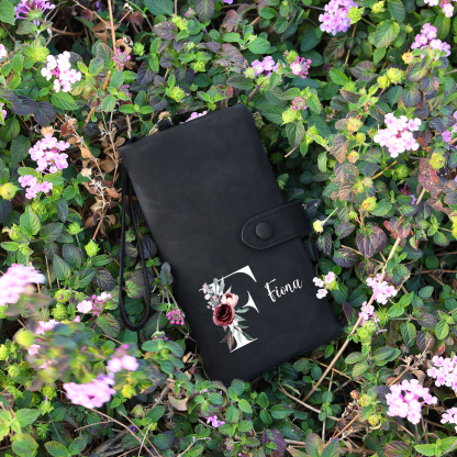 Cartera, billetera con 1 nombre e inicial personalizados monedero clásico para mujer | Jessemade