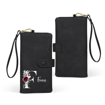 Cartera, billetera con 1 nombre e inicial personalizados monedero clásico para mujer | Jessemade